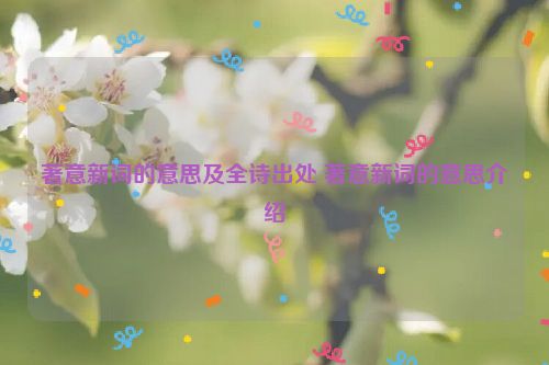 著意新词的意思及全诗出处 著意新词的意思介绍