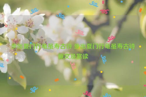 步出夏门行龟虽寿古诗 步出夏门行龟虽寿古诗原文及赏读