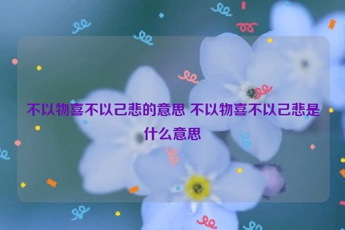 不以物喜不以己悲的意思 不以物喜不以己悲是什么意思