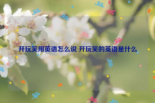 开玩笑用英语怎么说 开玩笑的英语是什么